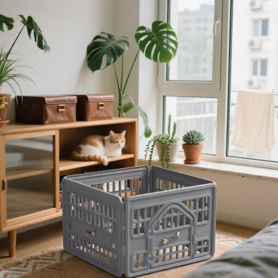 Show full view: Cesicia Resin Indoor Dog Playpen, Gray, 4 panel slide 2 of 7