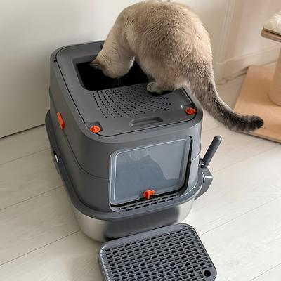 Show full view: Wisfor Stainless Steel Enclosed Litter Box with Litter Scoop & Filter, 22.83 x 16.53 x 16.53-in slide 7 of 10