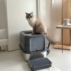 Wisfor Stainless Steel Enclosed Litter Box with Litter Scoop & Filter, 22.83 x 16.53 x 16.53-in