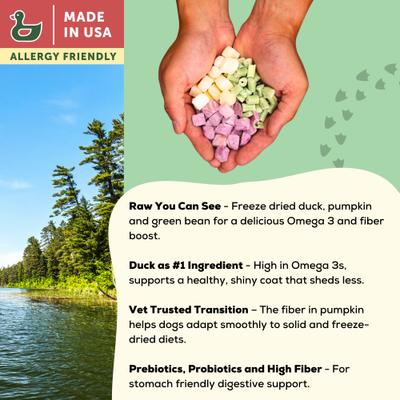 Show full view: A Better Treat Allergy Friendly Duck Freeze-Dried Raw Dog Food, 3-lb bag slide 5 of 8