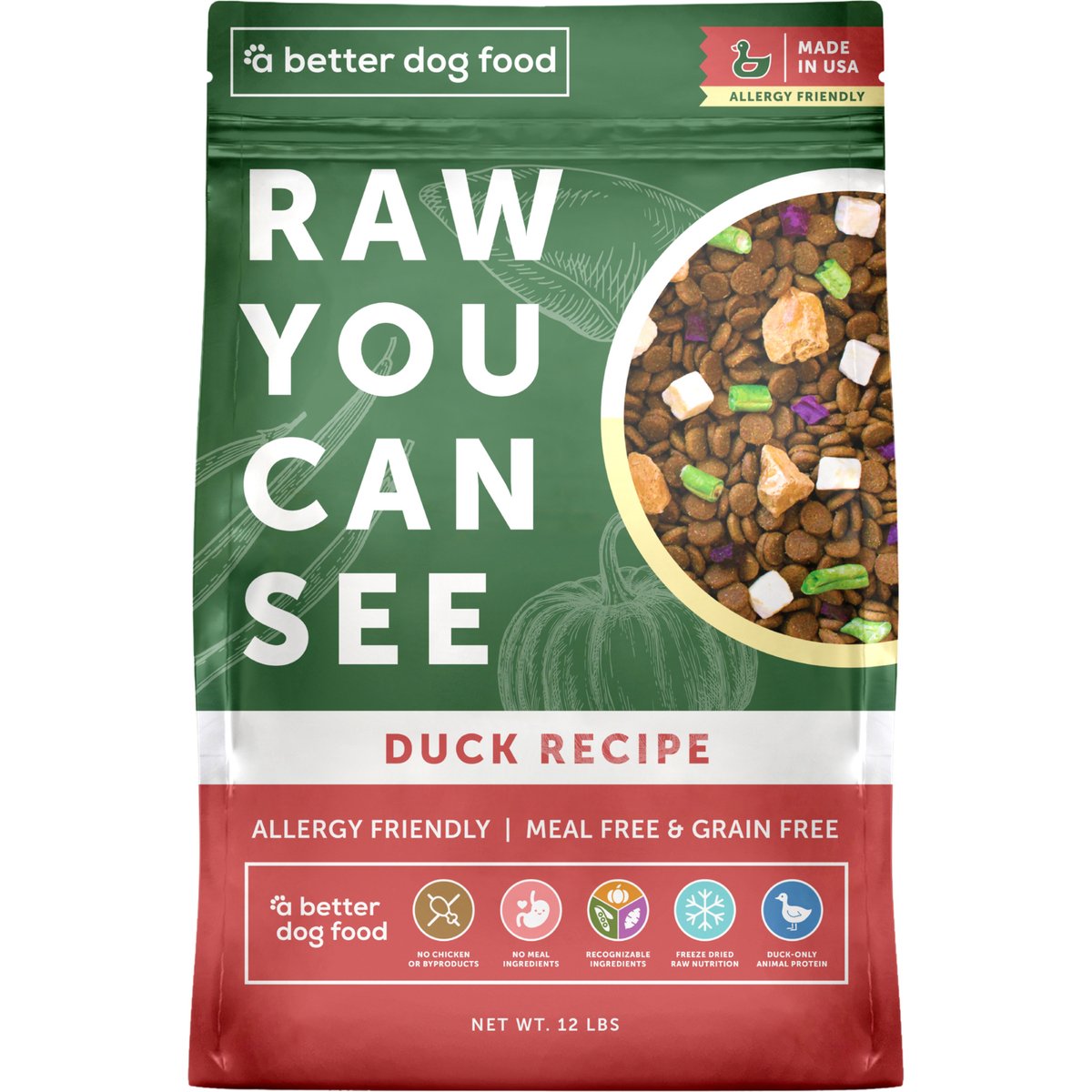 A Better Treat Allergy Friendly Duck Freeze-Dried Raw Dog Food, 12-lb bag