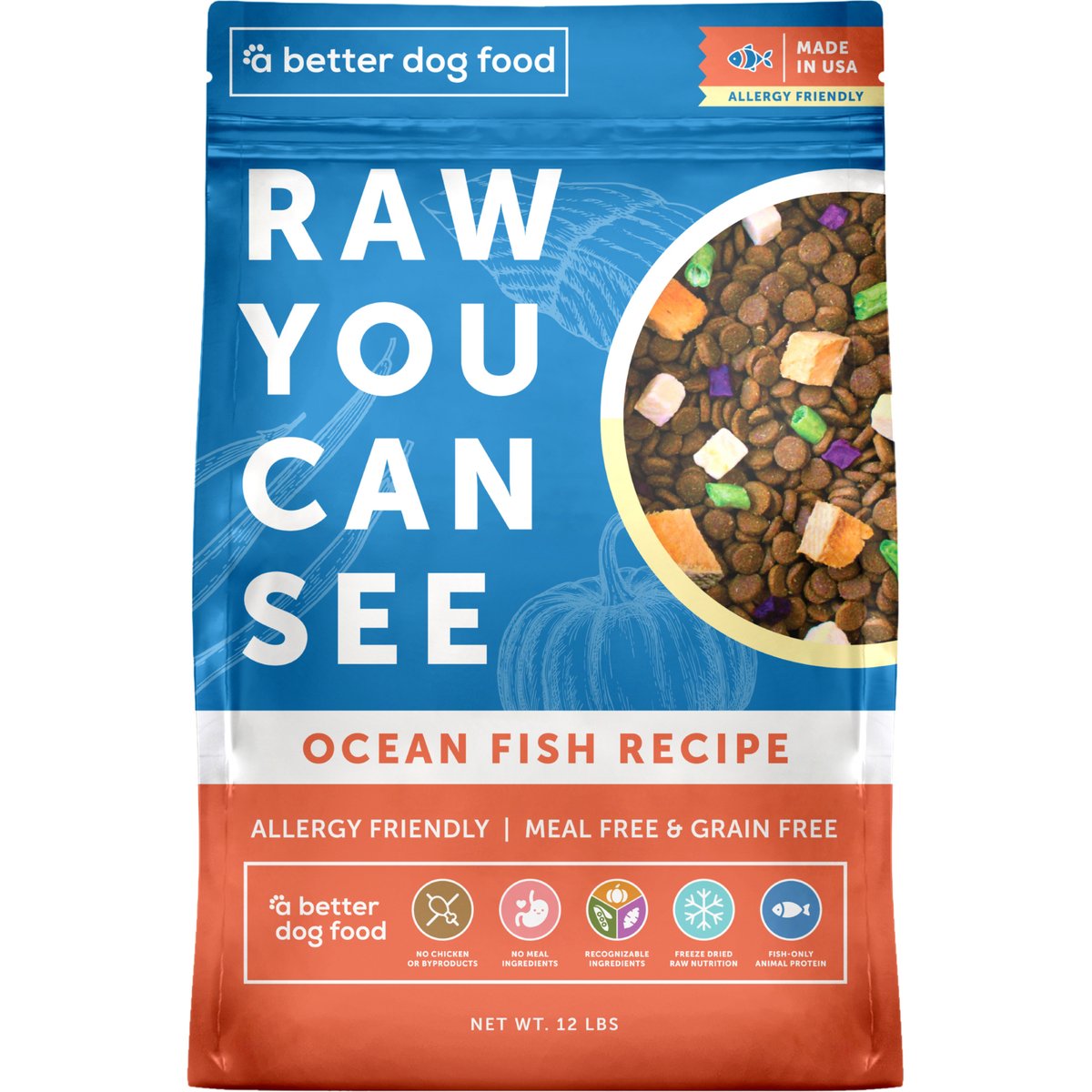 A Better Treat Allergy Friendly Ocean Blend Freeze-Dried Raw Dog Food, 12-lb bag
