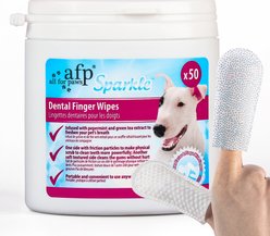 allforpaws Sparkle Dog Dental Finger Wipes, 50 count