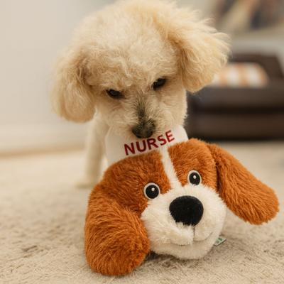 Show full view: SteelDog USA Ruffian Hero Nurse Tough Squeaky Dog Plush Toy, Tan slide 2 of 5