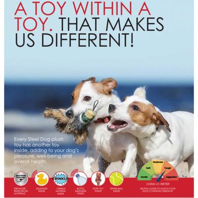 Show full view: SteelDog USA Ruffian Hero Ski Patrol Tough Squeaky Dog Plush Toy, White slide 5 of 6