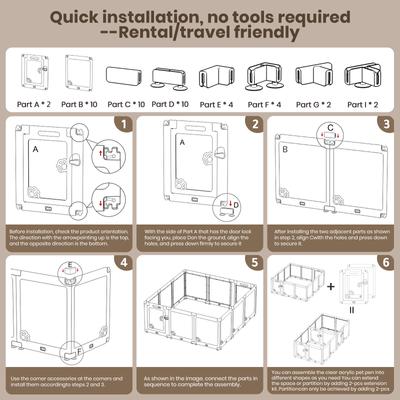 Show full view: LovMor Expandable Indoor 12 Pieces Plastic Puppy & Dog Playpen with Lockable Door, White slide 5 of 5