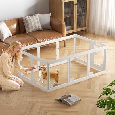 Show full view: LovMor Expandable Indoor 10 Pieces Plastic Puppy & Dog Playpen with Lockable Door, White slide 6 of 7