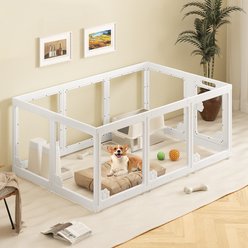 LovMor Expandable Indoor 10 Pieces Plastic Puppy & Dog Playpen with Lockable Door, White