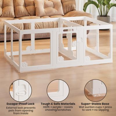 Show full view: LovMor Expandable Indoor 12 Pieces Plastic Puppy & Dog Playpen with Lockable Door, White slide 2 of 5