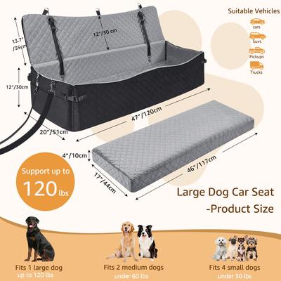 Show full view: Unipaws Full Coverage Car Booster Seat for Dogs, Grey, 47-in slide 3 of 8