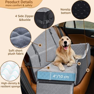 Show full view: Unipaws Full Coverage Car Booster Seat for Dogs, Grey, 47-in slide 5 of 8