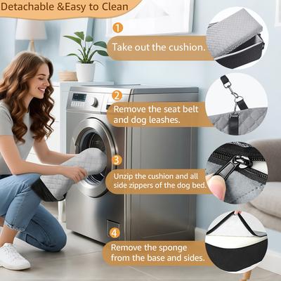 Show full view: Unipaws Full Coverage Car Booster Seat for Dogs, Grey, 47-in slide 7 of 8