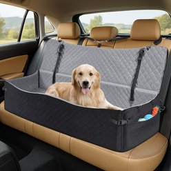 Unipaws Full Coverage Car Booster Seat for Dogs, Grey, 47-in