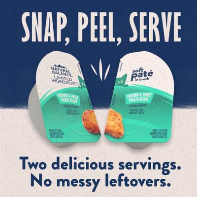 Show full view: Natural Balance Split Cup Chicken & Duck Variety Pack Limited Ingredient Wet Cat Food, 2.6-oz cup, case of 12 slide 4 of 11