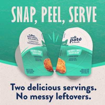 Show full view: Natural Balance Split Cup Chicken & Sweet Potato Limited Ingredient Pate in Broth Wet Cat Food, 2.6-oz cup, case of 10 slide 4 of 11