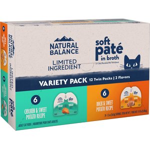 Natural Balance Split Cup Chicken & Duck Variety Pack Limited Ingredient Wet Cat Food, 2.6-oz cup, case of 12