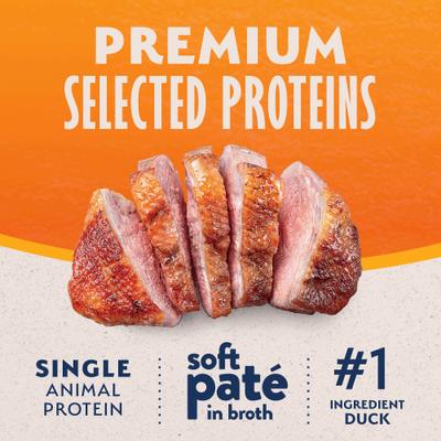 Show full view: Natural Balance Reserve Split Cup Duck & Sweet Potato Recipe Limited Ingredient Soft Pate in Broth Wet Cat Food, 2.6-oz cup, case of 10 slide 7 of 11