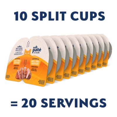 Show full view: Natural Balance Reserve Split Cup Duck & Sweet Potato Recipe Limited Ingredient Soft Pate in Broth Wet Cat Food, 2.6-oz cup, case of 10 slide 3 of 11
