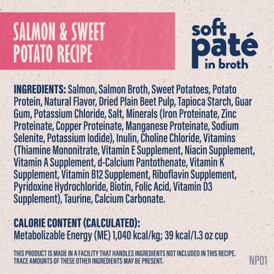 Show full view: Natural Balance Split Cup Salmon & Sweet Potato Recipe Limited Ingredient Soft Pate in Broth Wet Cat Food, 2.6-oz cup, case of 10 slide 8 of 11