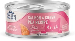 Natural Balance Salmon & Green Pea Recipe Limited Ingredient Pate Canned Wet Cat Food, 3-oz can, case of 24