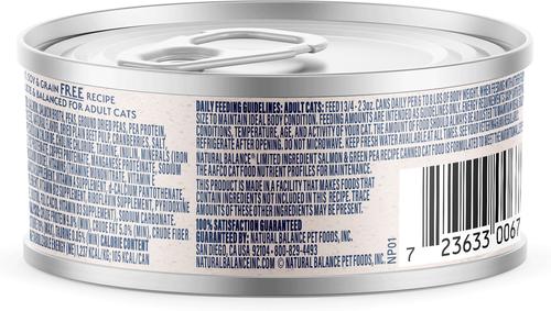 Show full view: Natural Balance Limited Ingredient Salmon & Green Pea Recipe Wet Cat Food, 3-oz can, case of 24 slide 4 of 11