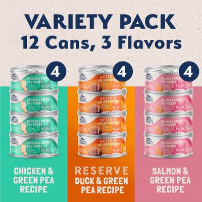 Show full view: Natural Balance Chicken, Duck & Salmon Variety Pack Limited Ingredient Pate Canned Wet Cat Food, 5.5-oz can, case of 12 slide 3 of 11