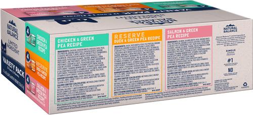Show full view: Natural Balance Chicken, Duck & Salmon Variety Pack Limited Ingredient Pate Canned Wet Cat Food, 5.5-oz can, case of 12 slide 4 of 11