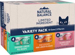 Natural Balance Chicken, Duck & Salmon Variety Pack Limited Ingredient Pate Canned Wet Cat Food, 5.5-oz can, case of 12 slide 1 of 9