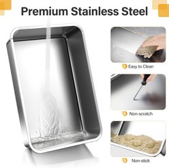 HEGGCOOE Enclosed Stainless Steel Cat Litter Box with Lid, X-Large, Dark Grey slide 2 of 7