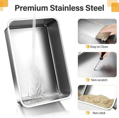 Show full view: HEGGCOOE Enclosed Stainless Steel Cat Litter Box with Lid, X-Large, Light Grey slide 5 of 9