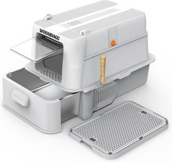 WOOAIDAGG Enclosed Stainless Steel Cat Litter Box with Odor Control, X-Large, Light Grey