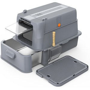 WOOAIDAGG Enclosed Stainless Steel Cat Litter Box with Odor Control, X-Large, Dark Grey