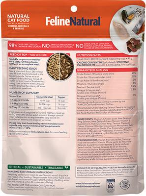 Show full view: Feline Natural New Zealand Grain-Free Chicken & King Salmon Feast Freeze-Dried Cat Food, 3.5-oz bag slide 3 of 3