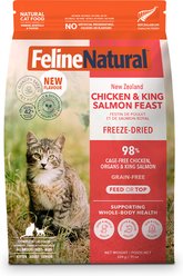 Feline Natural New Zealand Grain-Free Chicken & King Salmon Feast Freeze-Dried Cat Food, 11-oz bag