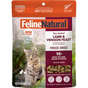 Feline Natural New Zealand Grain-Free Lamb & Venison Feast Freeze-Dried Cat Food, 3.5-oz bag