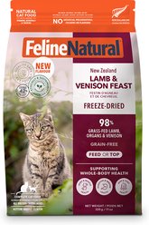 Feline Natural New Zealand Grain-Free Lamb & Venison Feast Freeze-Dried Cat Food, 11-oz bag