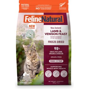 Feline Natural New Zealand Grain-Free Lamb & Venison Feast Freeze-Dried Cat Food, 11-oz bag