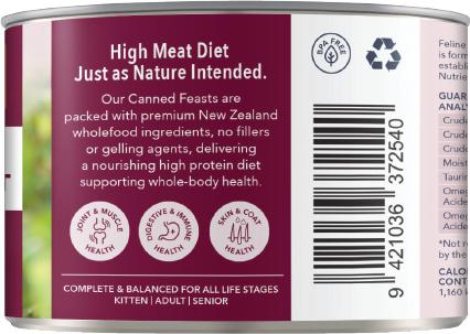 Show full view: Feline Natural New Zealand Lamb & Venison Feast Grain-Free Pate Canned Wet Cat Food, 6-oz can, case of 12 slide 3 of 5