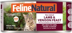 Feline Natural New Zealand Lamb & Venison Feast Grain-Free Pate Canned Wet Cat Food, 3-oz can, case of 24