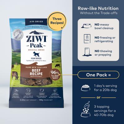 Show full view: ZIWI Peak Beef Grain-Free Air-Dried Dog Food, 3.5-oz pouch slide 3 of 12