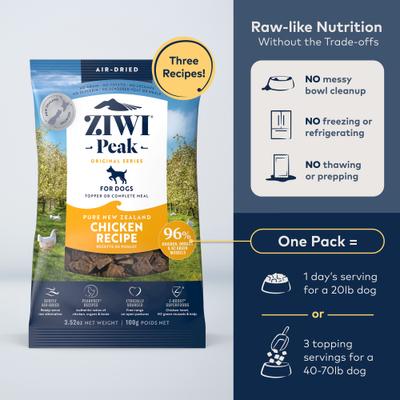Show full view: ZIWI Peak Chicken Grain-Free Air-Dried Dog Food, 3.5-oz pouch slide 3 of 12