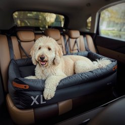 PawsPik Ultra Large Premium 2-in-1 Car Seat & Convertible Travel Dog Bed, Black