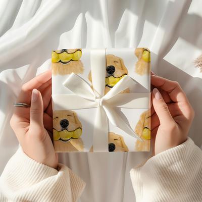 Show full view: Golden with Tennis Balls Wrapping Paper slide 3 of 6