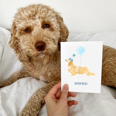 Show full view: Happy Birthday Dog with Blue Balloon Greeting Card slide 3 of 4