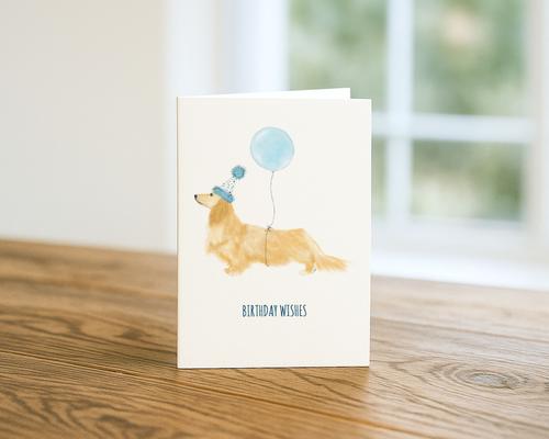 Show full view: Happy Birthday Dog with Blue Balloon Greeting Card slide 2 of 4