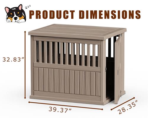 Show full view: Cesicia Resin Dog Crate with Lockable Latch, Light Brown, 39.37 inch slide 6 of 6