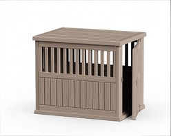 Cesicia Resin Dog Crate with Lockable Latch, Light Brown, 39.37 inch