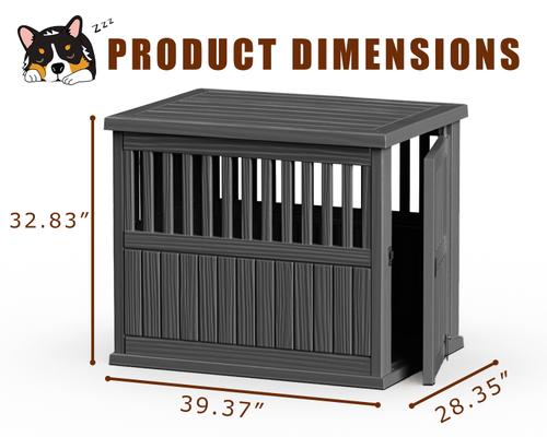 Show full view: Cesicia Resin Dog Crate with Lockable Latch, Black, 39.37 inch slide 6 of 6