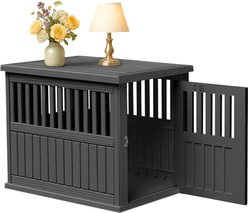 Cesicia Resin Dog Crate with Lockable Latch, Black, 39.37 inch