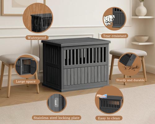 Show full view: Cesicia Resin Dog Crate with Lockable Latch, Black, 39.37 inch slide 5 of 6